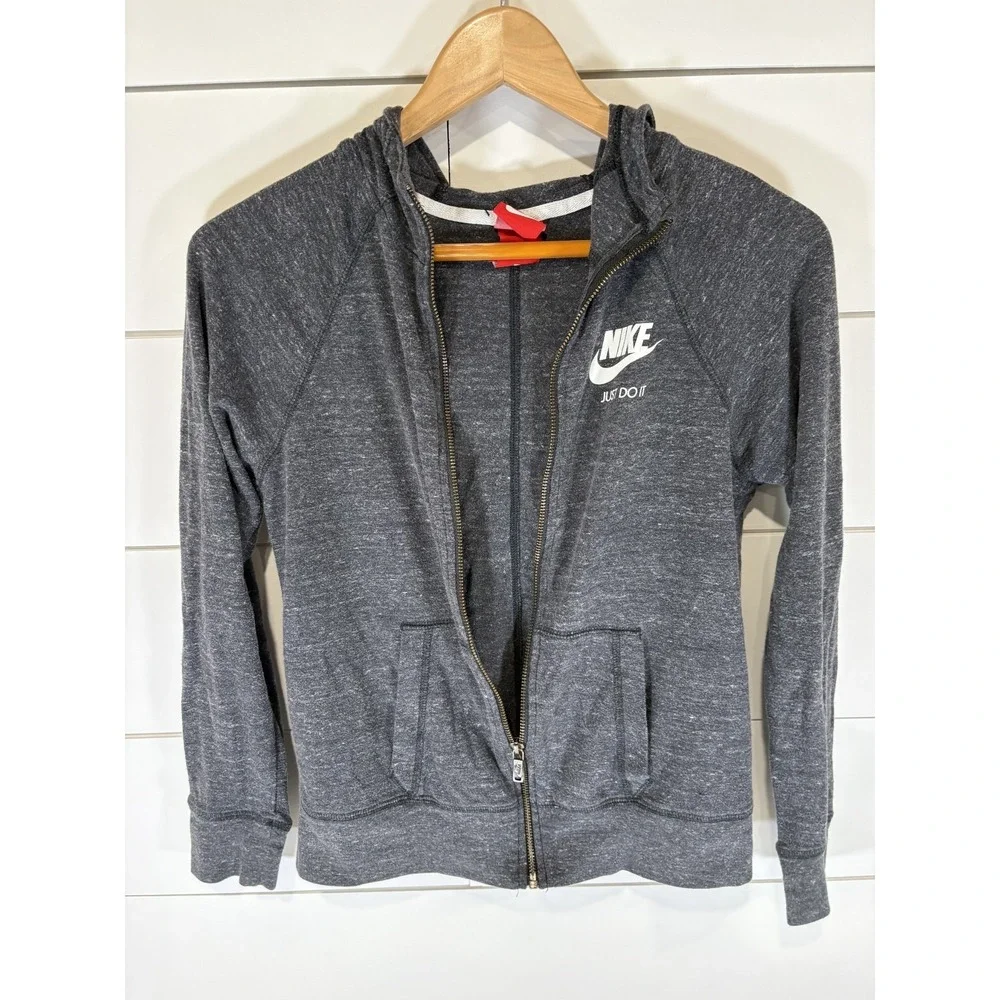 Nike YOUTH Full Zip Cotton Blend Hoodie, Heather Dark Grey, Size XL Extra Large‎